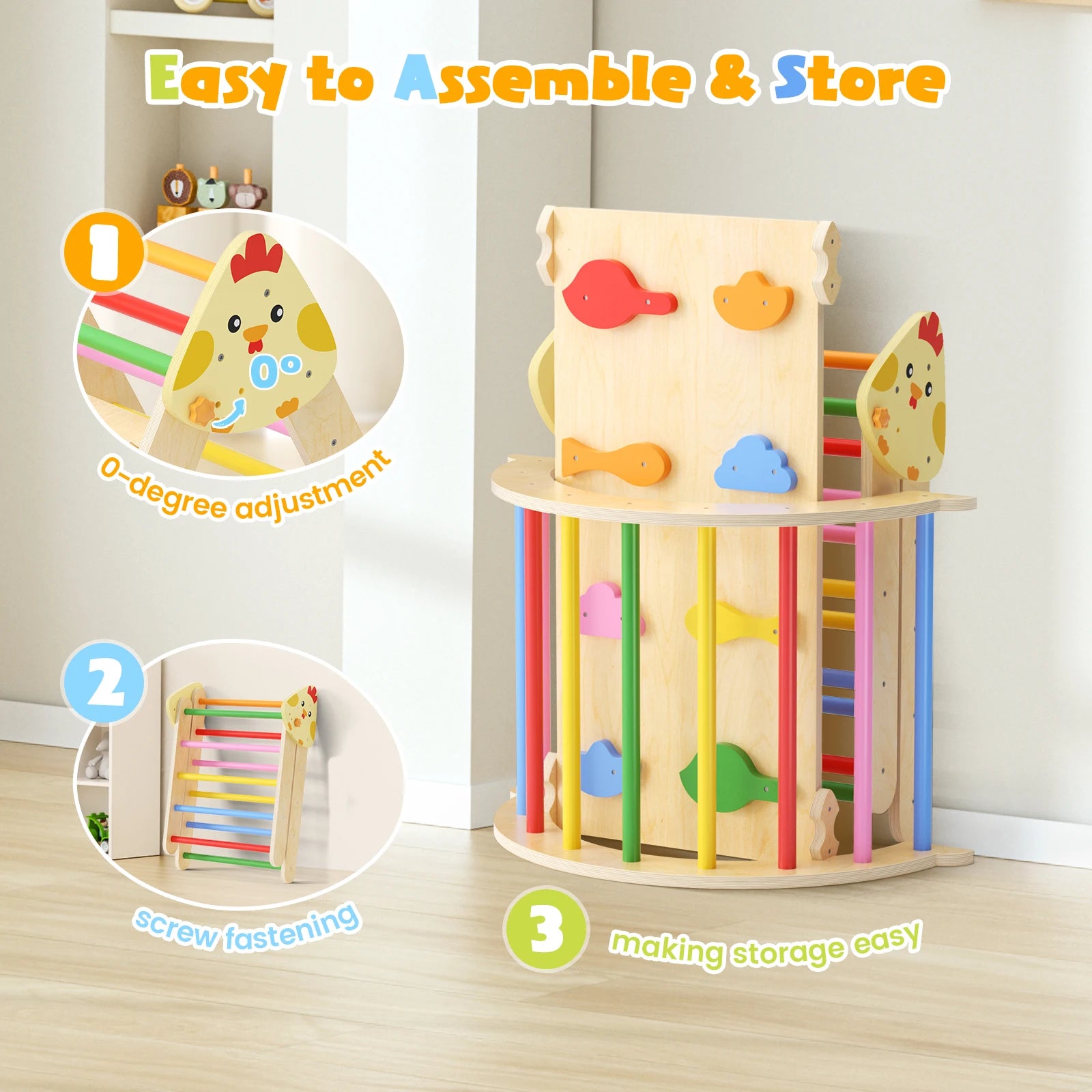 Triangle d'escalade Montessori avec rampe en bois