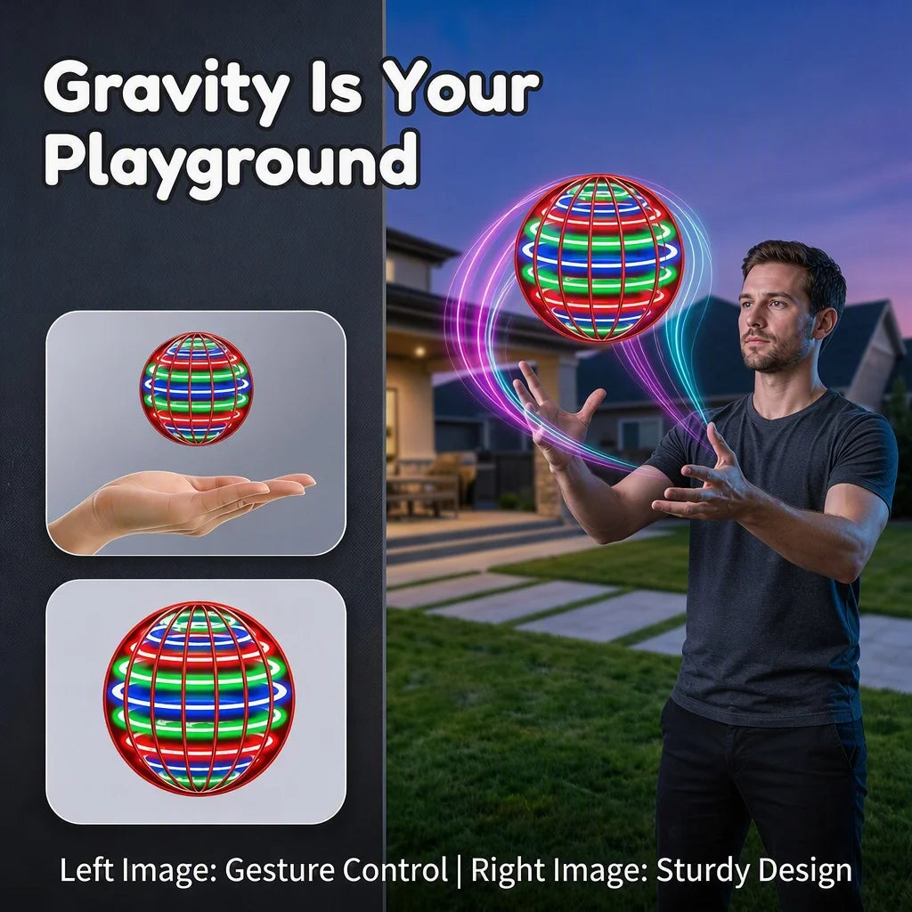 Boule Volante LED – Orbe Gyroscopique Anti-Gravité, Boomerang Automatique