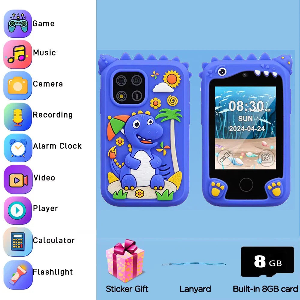 Mini Smartphone Tactile pour Enfants – 8 Go, Appareil Photo, MP3 & Jeux Éducatifs