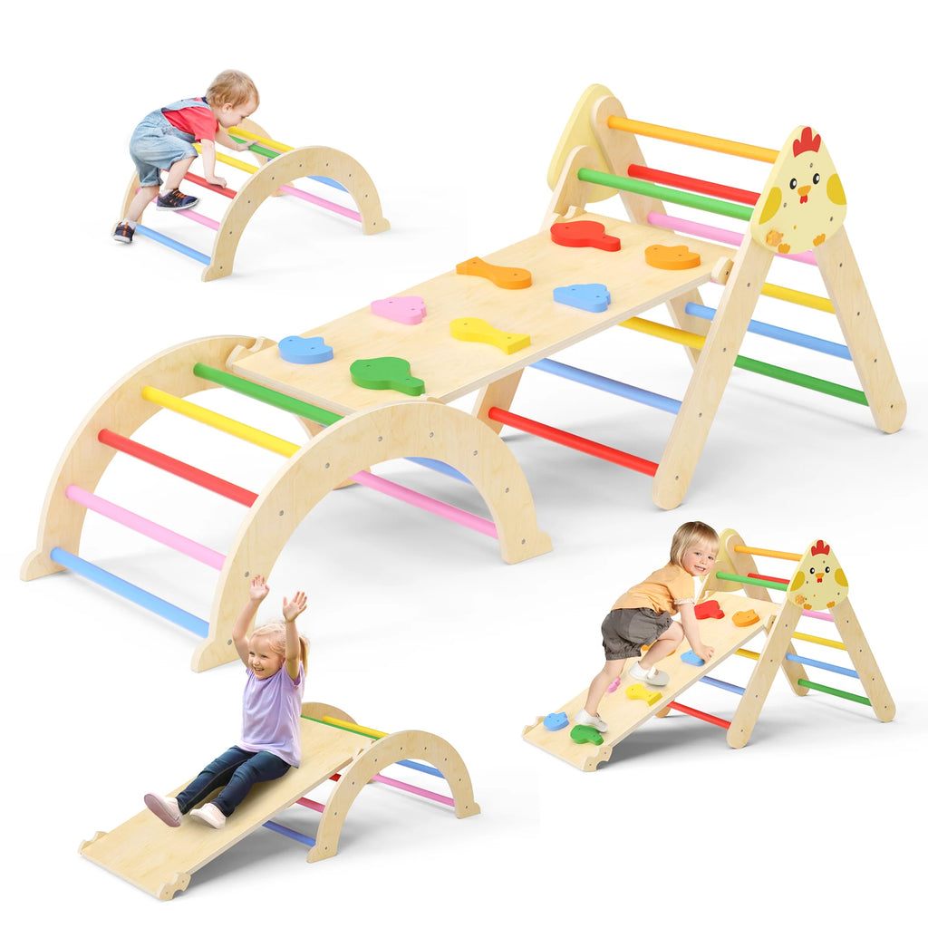 Triangle d'escalade Montessori avec rampe en bois