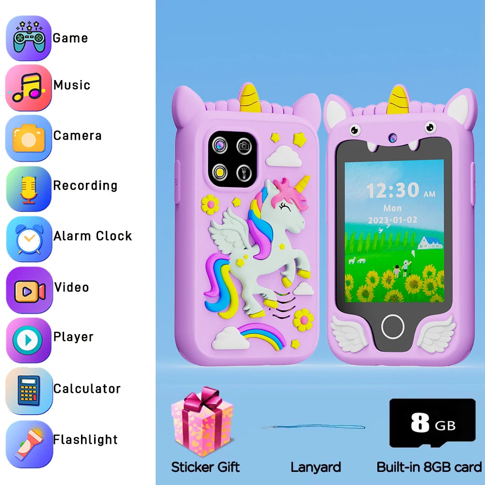 Mini Smartphone Tactile pour Enfants – 8 Go, Appareil Photo, MP3 & Jeux Éducatifs