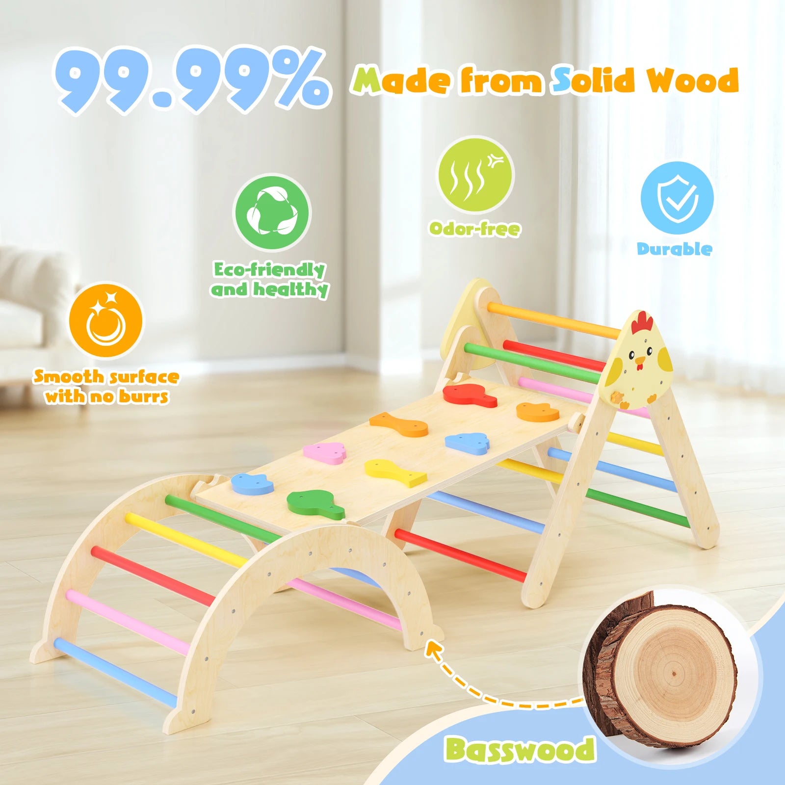 Triangle d'escalade Montessori avec rampe en bois