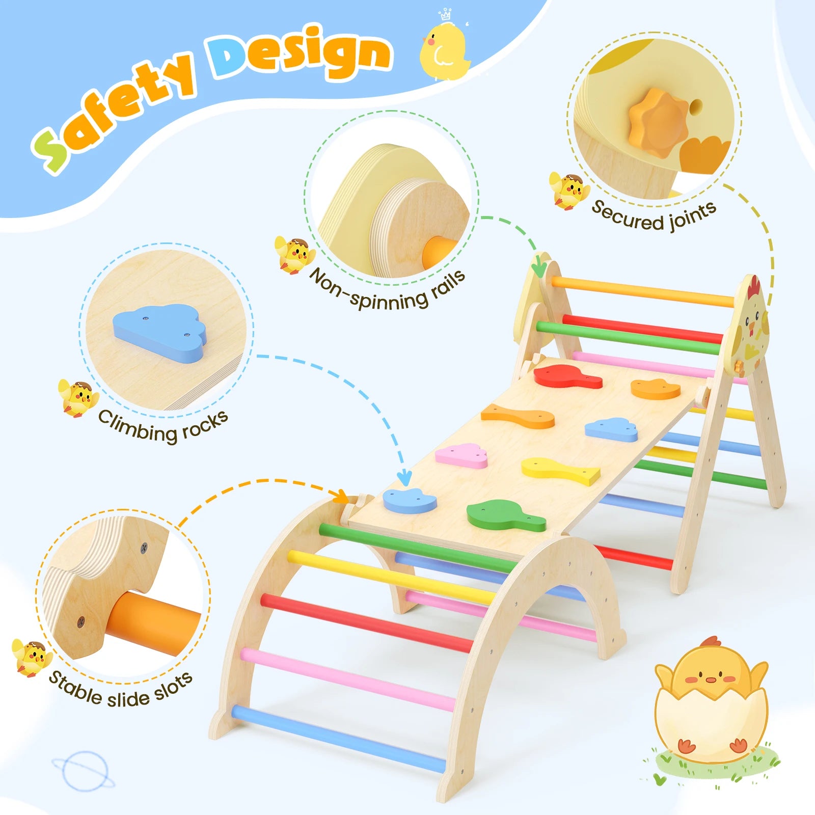 Triangle d'escalade Montessori avec rampe en bois